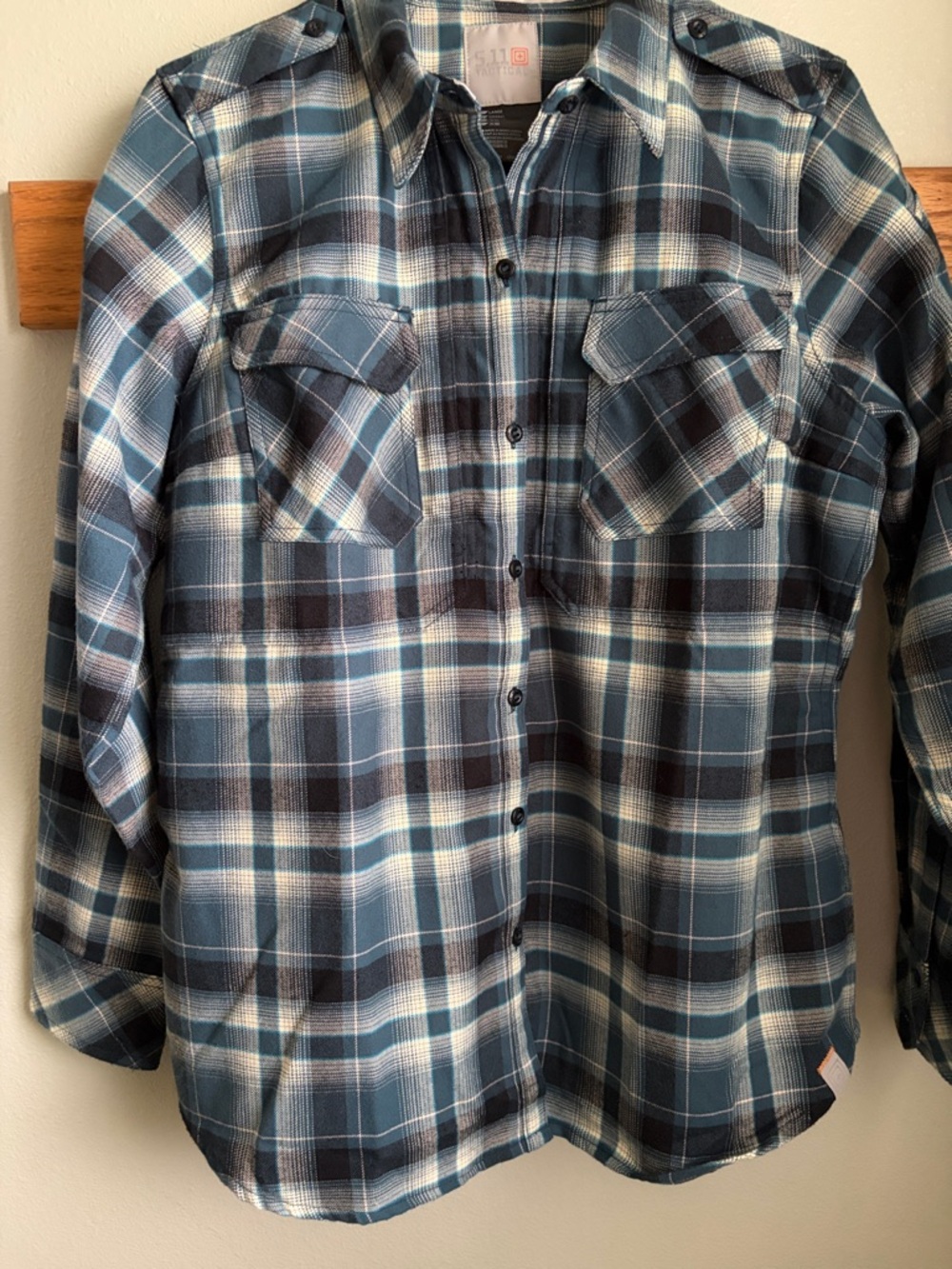 5.11 Tactical Men's Blue and White Plaid Button-Down Shirt